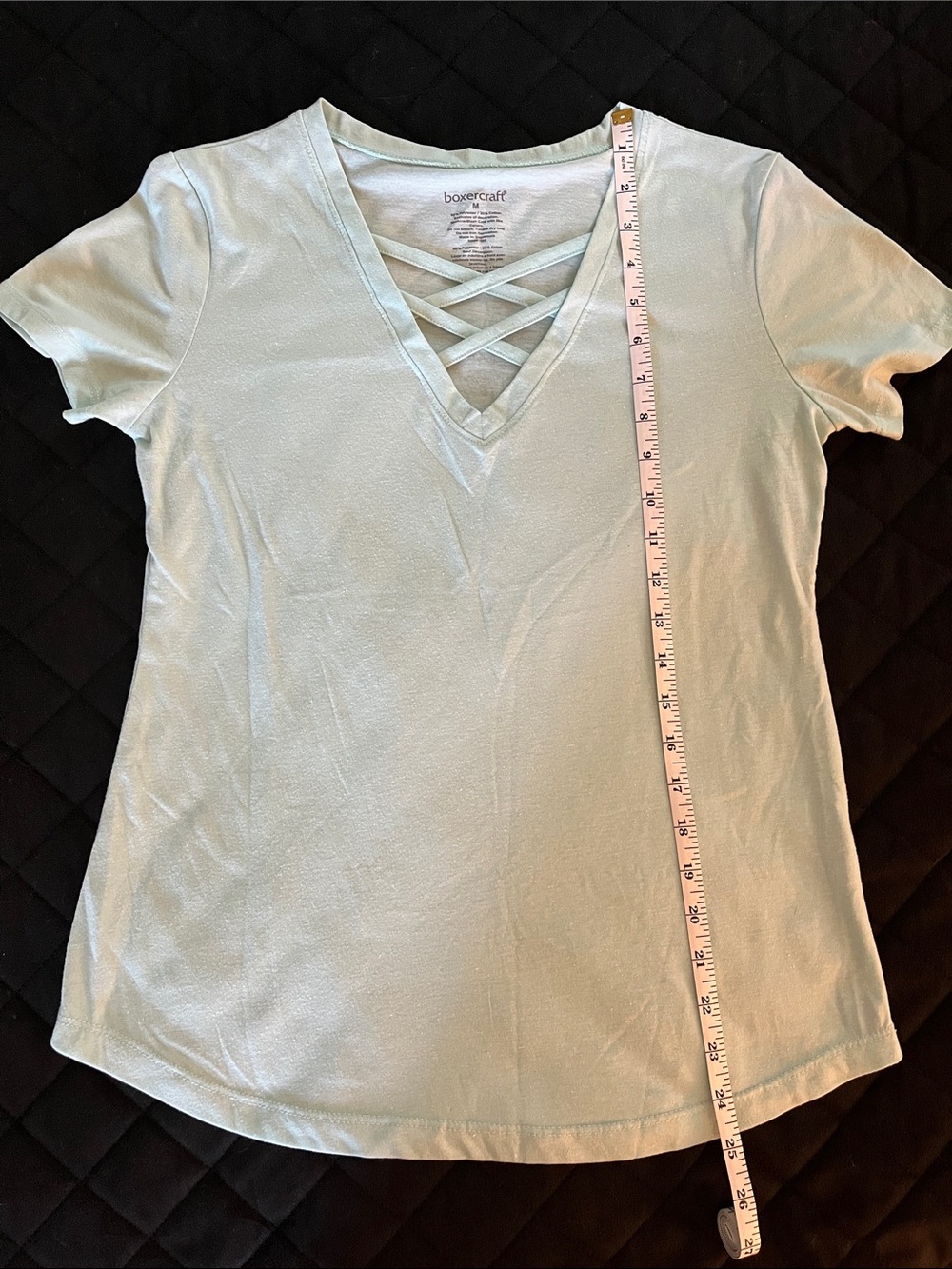 Boxercraft Women's Crisscross V-Neck Short Sleeve Top - Mint